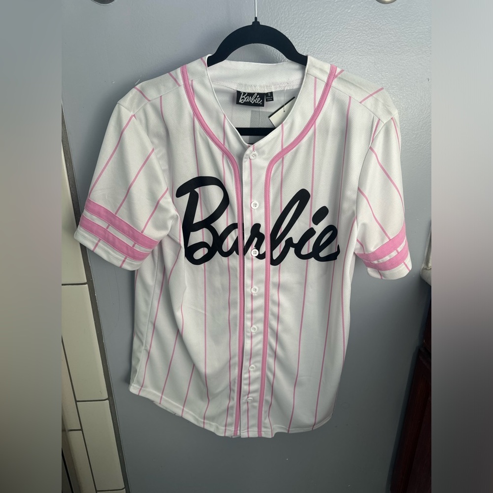 Barbie Jersey, White and Pink